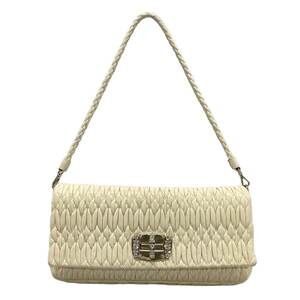 Miu Miu Matelasse Leather Shoulder Bag White